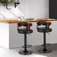 Stool Haven Set of 2 Bar Stools Kitchen Wooden Gas Lift Leather Stool Metal Black Barstools