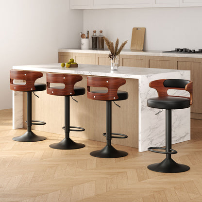 Stool Haven 4 x Bar Stools Gas Lift Faux Leather