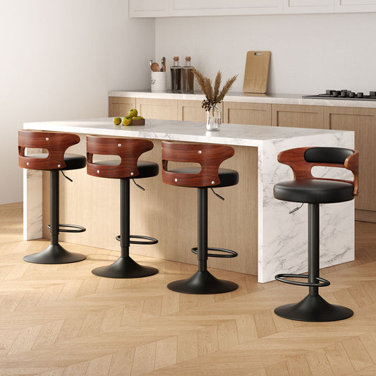 Stool Haven 4 x Bar Stools Gas Lift Faux Leather