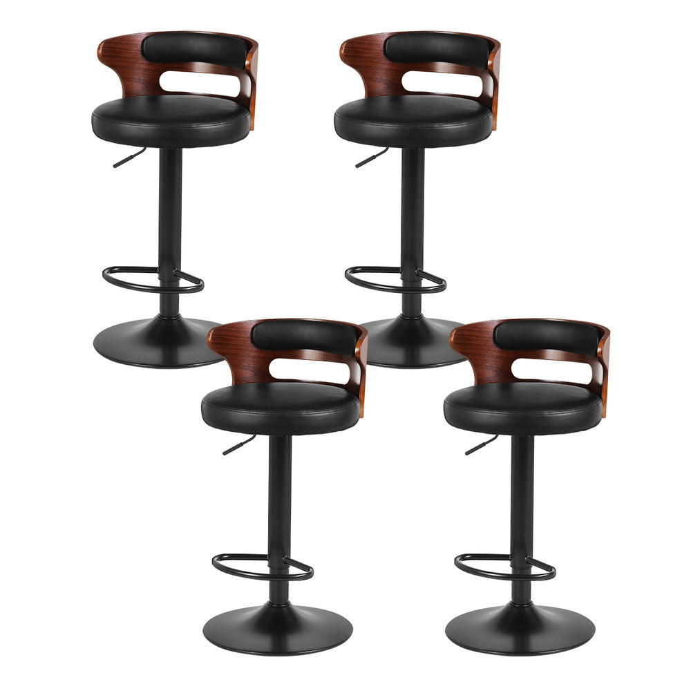 Stool Haven 4 x Bar Stools Gas Lift Faux Leather