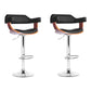 Stool Haven 2x Bar Stools Gas Lift Leather w/Armrest Black