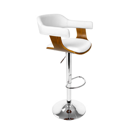 Stool Haven Wooden PU Leather Bar Stool - White and Chrome
