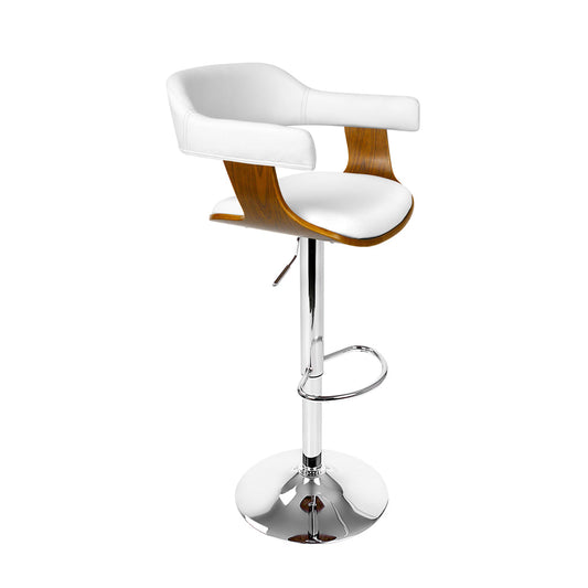 Stool Haven Wooden PU Leather Bar Stool - White and Chrome