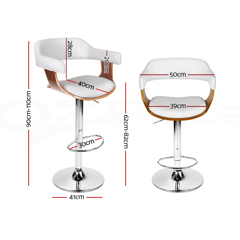 Stool Haven Wooden PU Leather Bar Stool - White and Chrome