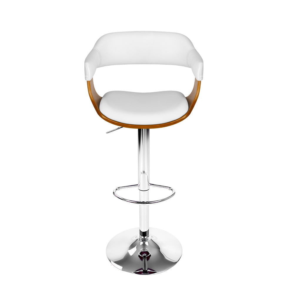 Stool Haven Wooden PU Leather Bar Stool - White and Chrome