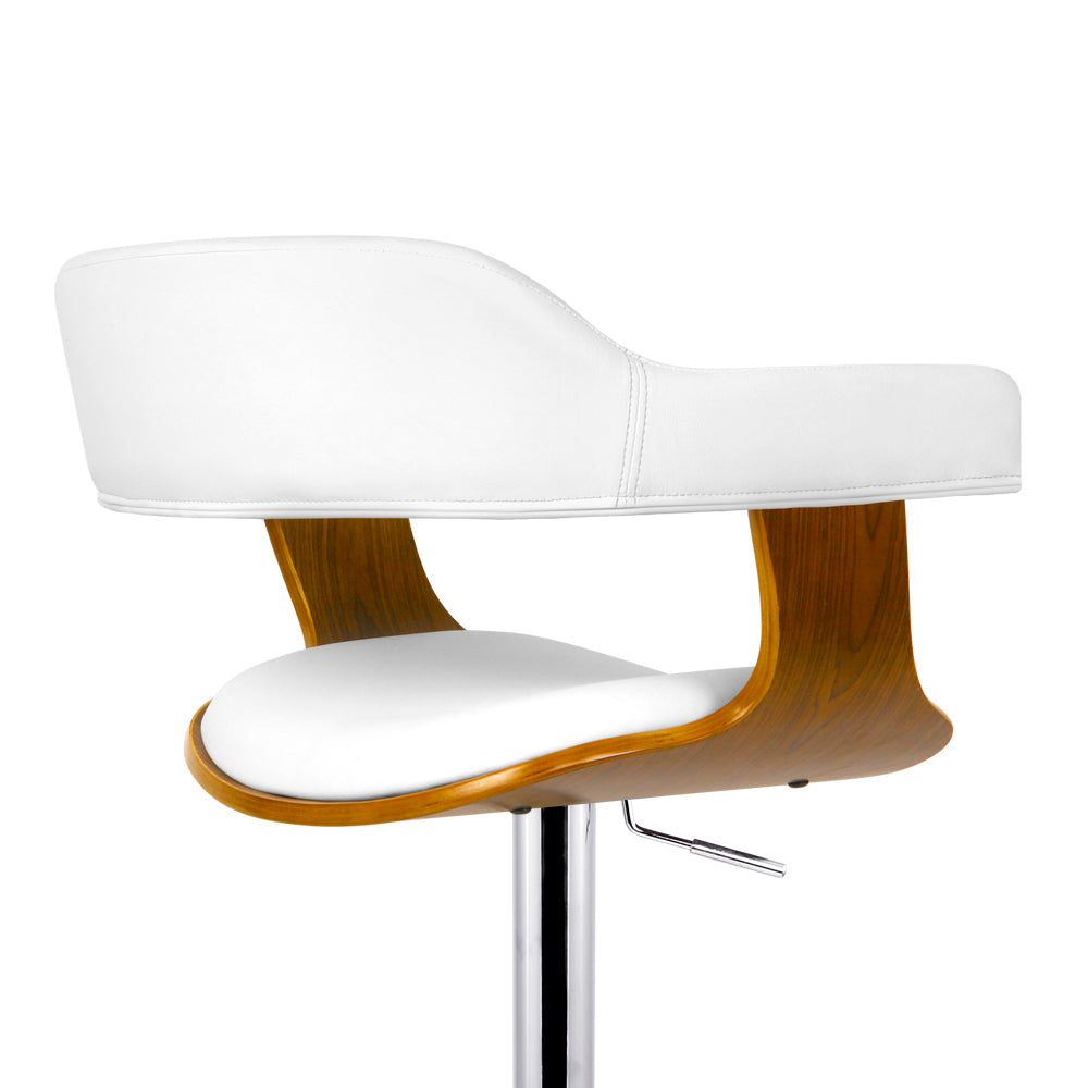 Stool Haven Wooden PU Leather Bar Stool - White and Chrome