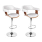 Stool Haven 2x Bar Stools Gas Lift Leather w/Armrest White