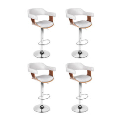 4x Stool Haven Bar Stools Gas Lift Leather with Armrest White