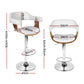 4x Stool Haven Bar Stools Gas Lift Leather with Armrest White