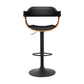 Stool Haven Bar Stool Curved Gas Lift PU Leather - Black and Wood
