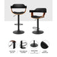 Stool Haven Bar Stool Curved Gas Lift PU Leather - Black and Wood