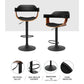 Stool Haven 2x Bar Stools Gas Lift Leather w/Armrest All Black