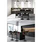 Stool Haven 2x Bar Stools Gas Lift Leather w/Armrest All Black