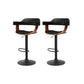 Stool Haven 2x Bar Stools Gas Lift Leather w/Armrest All Black