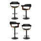 Stool Haven 4x Bar Stools Gas Lift Leather w/Armrest All Black