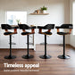 Stool Haven 4x Bar Stools Gas Lift Leather w/Armrest All Black