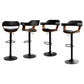 Stool Haven 4x Bar Stools Gas Lift Leather w/Armrest All Black