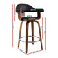 Stool Haven Set of 2 Bar Stools PU Leather Wooden Swivel - Wood, Chrome and Black