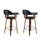 Stool Haven Set of 2 Bar Stools PU Leather Wooden Swivel - Wood, Chrome and Black