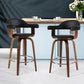 Stool Haven Set of 2 Bar Stools PU Leather Wooden Swivel - Wood, Chrome and Black