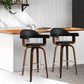 Stool Haven Set of 2 Bar Stools PU Leather Wooden Swivel - Wood, Chrome and Black