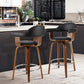 Stool Haven Set of 2 Bar Stools PU Leather Wooden Swivel - Wood, Chrome and Black