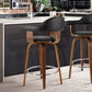 Stool Haven Set of 2 Bar Stools PU Leather Wooden Swivel - Wood, Chrome and Black
