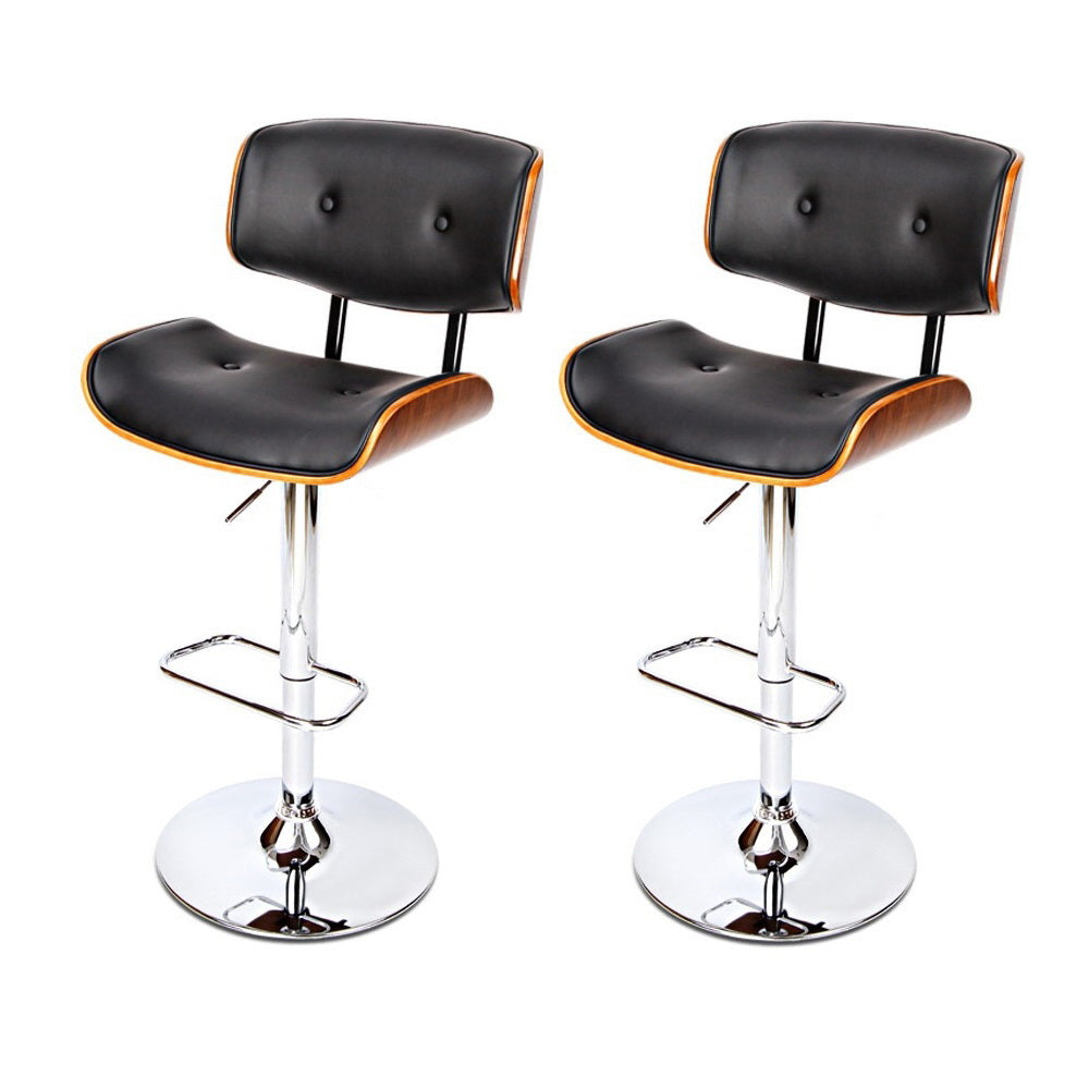 Stool Haven 2x Bar Stools Gas Lift Leather Black