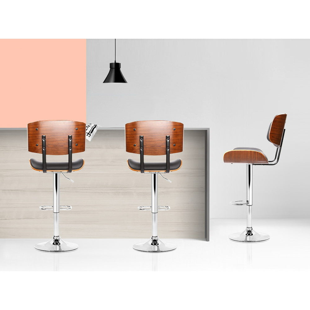 Stool Haven 2x Bar Stools Gas Lift Leather Black