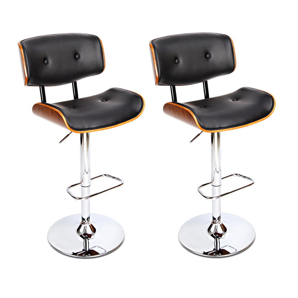 Stool Haven 2x Bar Stools Gas Lift Leather Black