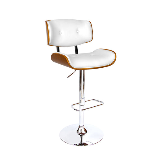 Stool Haven Wooden Gas Lift Bar Stool - White and Chrome