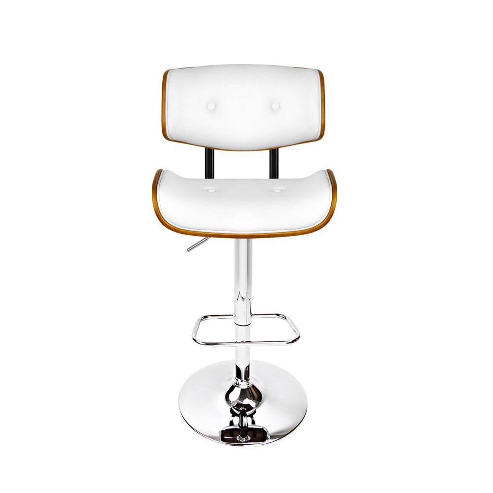 Stool Haven Wooden Gas Lift Bar Stool - White and Chrome