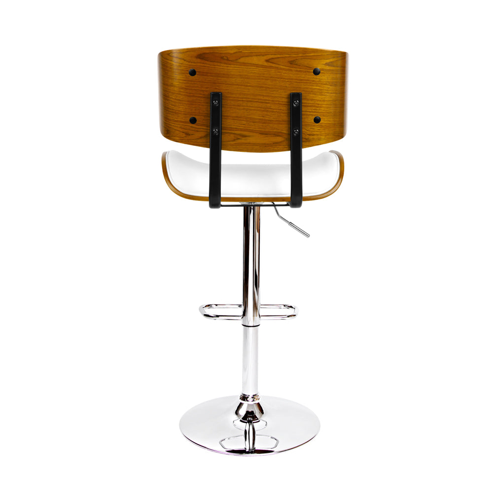 Stool Haven Wooden Gas Lift Bar Stool - White and Chrome