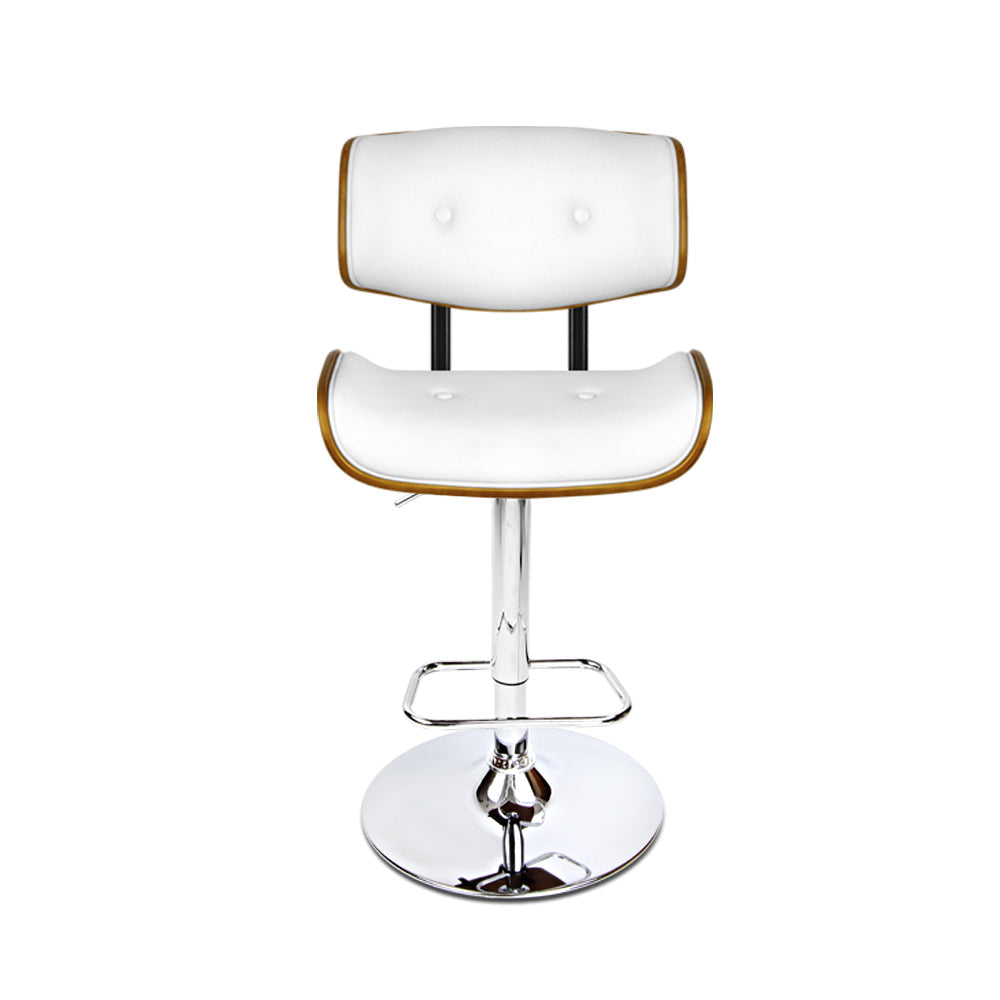 Stool Haven Set of 2 Wooden Gas Lift Bar Stool - White and Chrome