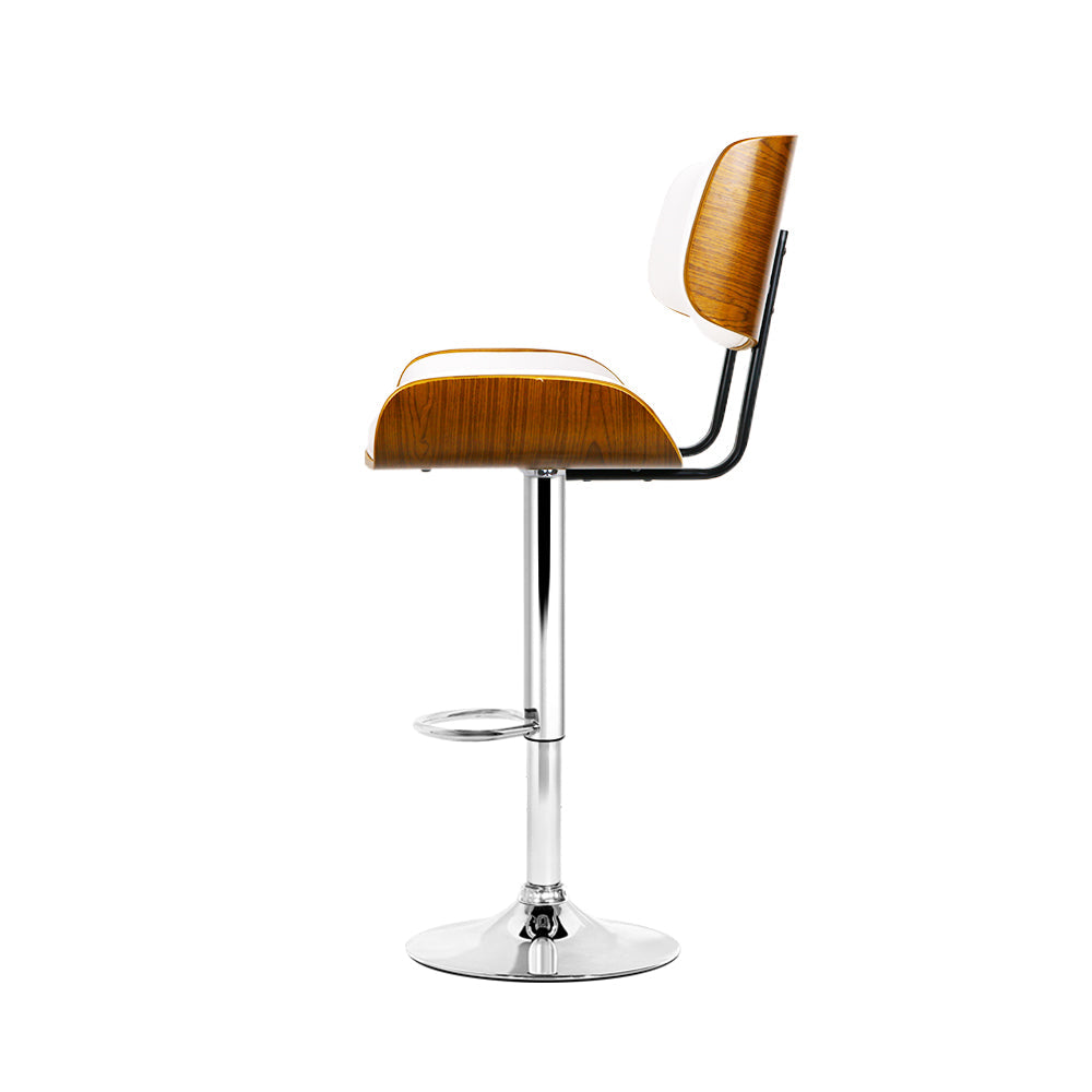 Stool Haven Set of 2 Wooden Gas Lift Bar Stool - White and Chrome