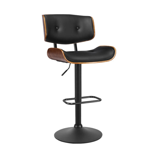 Stool Haven Bar Stool Gas Lift Wooden PU Leather - Black and Wood