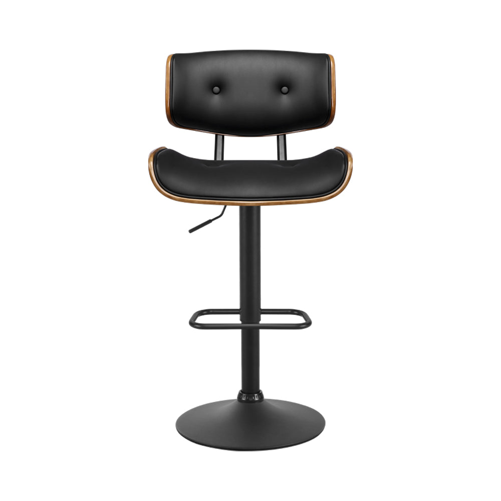 Stool Haven Bar Stool Gas Lift Wooden PU Leather - Black and Wood