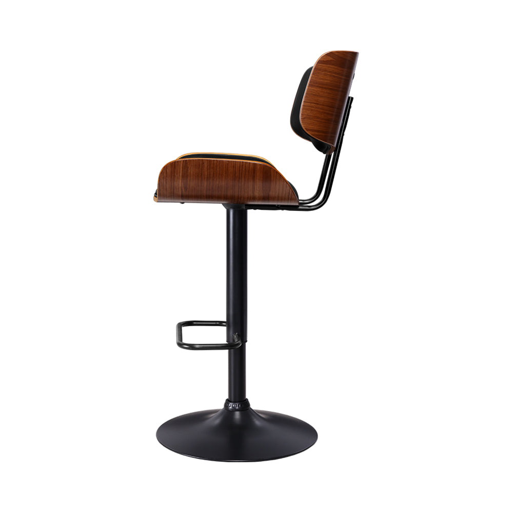 Stool Haven Bar Stool Gas Lift Wooden PU Leather - Black and Wood