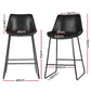 Stool Haven Set of 2 Bar Stools Kitchen Metal Bar Stool Dining Chairs PU Leather Black