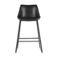 Stool Haven Set of 2 Bar Stools Kitchen Metal Bar Stool Dining Chairs PU Leather Black