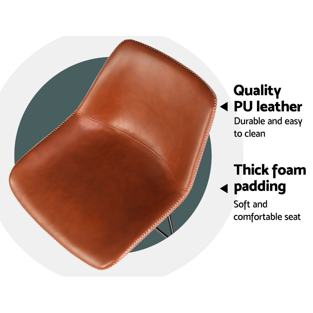 Stool Haven Bar Stools Kitchen Counter Barstools Leather Metal Chairs Brown x2