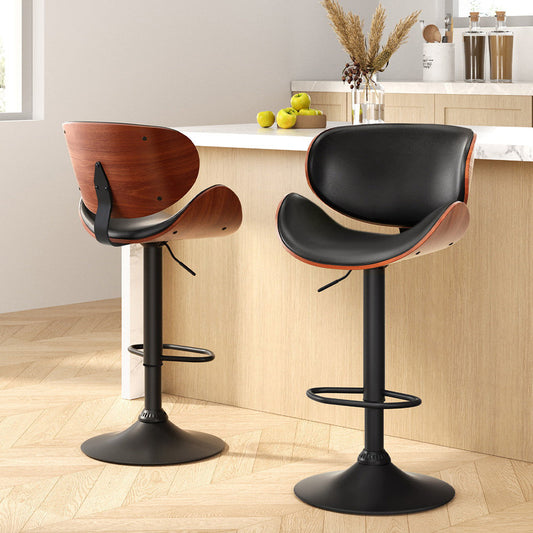 Stool Haven Bar Stools Kitchen Leather Barstools Swivel Gas Lift Chairs Black x2
