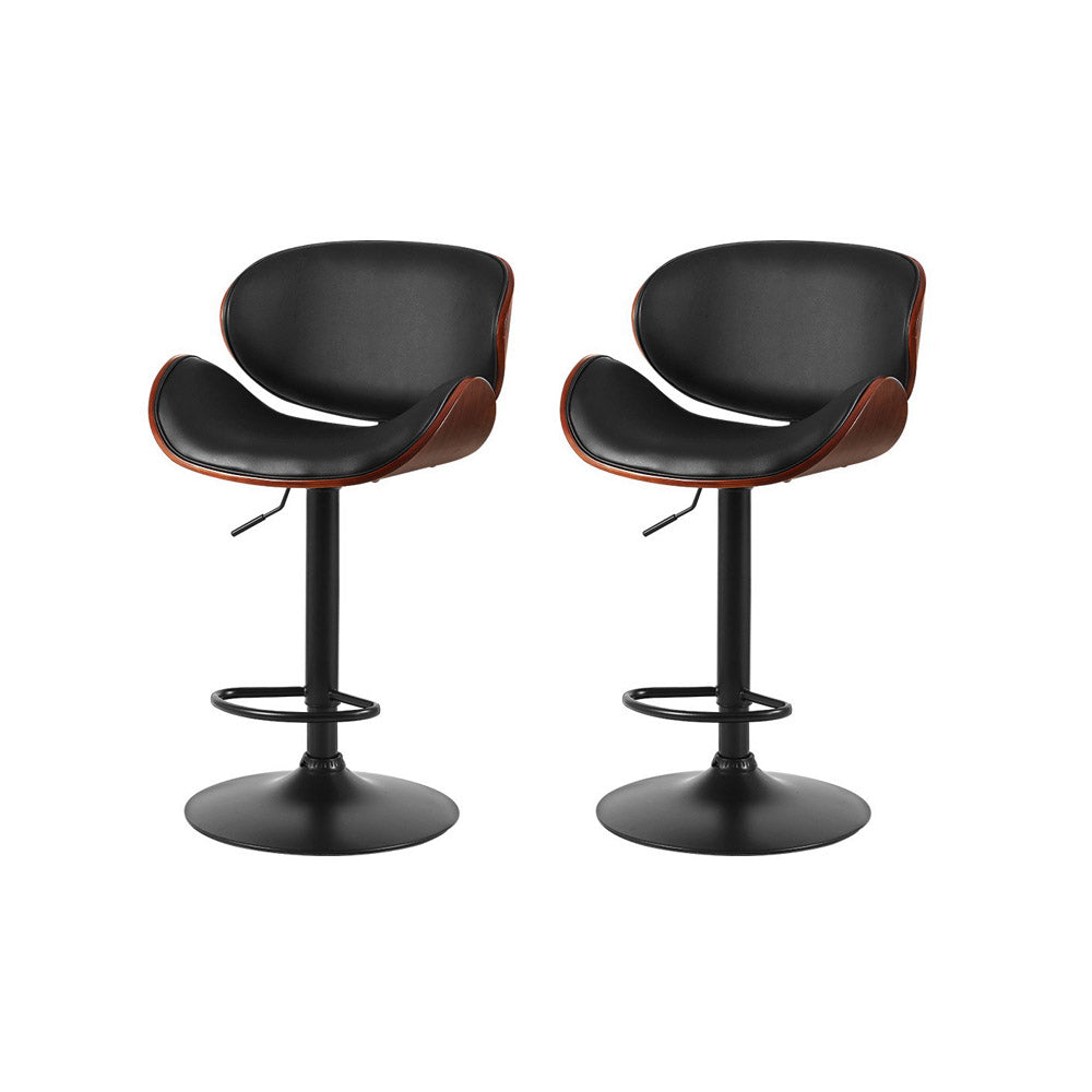 Stool Haven Bar Stools Kitchen Leather Barstools Swivel Gas Lift Chairs Black x2