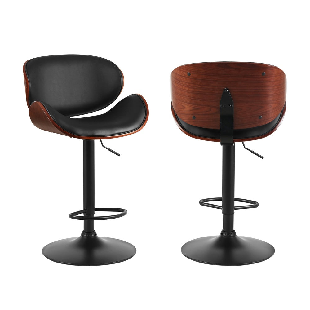 Stool Haven 4x Bar Stools Gas Lift Leather Padded Black