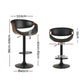 Stool Haven 2 x Bar Stools Gas Lift Leather w/Armrest - Black
