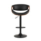 Stool Haven 2 x Bar Stools Gas Lift Leather w/Armrest - Black