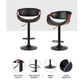 Stool Haven 2 x Bar Stools Gas Lift Leather w/Armrest - Black