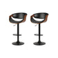 Stool Haven 2 x Bar Stools Gas Lift Leather w/Armrest - Black