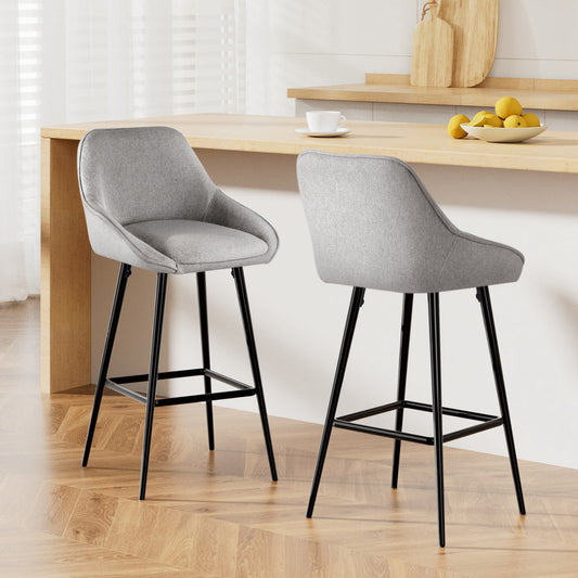 Stool Haven Set of 2 Bar Stools Upholstered - Grey