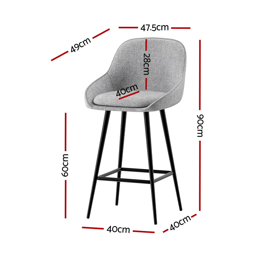 Stool Haven Set of 2 Bar Stools Upholstered - Grey